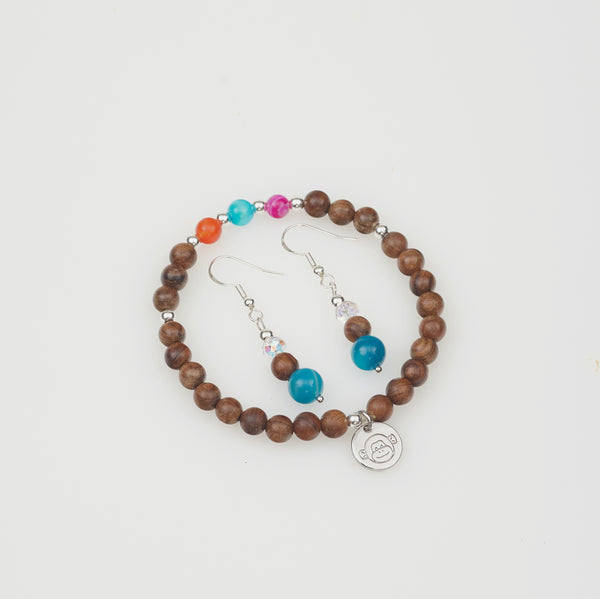 Beach Bracelet and Earrings in Coconut Brown