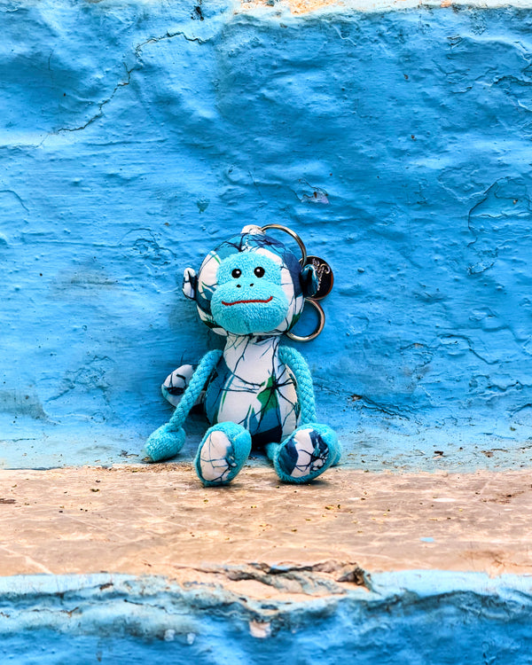 14cm Monkee Tailz Keyring Blue